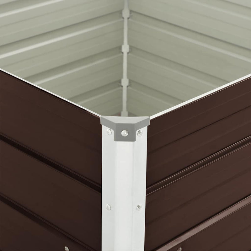 vidaXL Raised Garden Bed Brown 100x100x77 cm Galvanised Steel