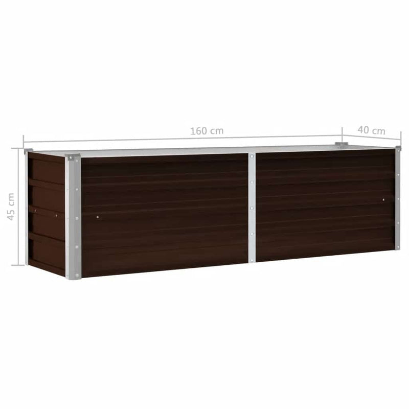 vidaXL Garden Raised Bed Brown 160x40x45 cm Galvanised Steel