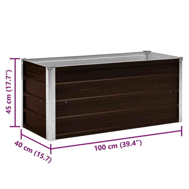 Garden Raised Bed Brown 100x40x45 cm Galvanised Steel