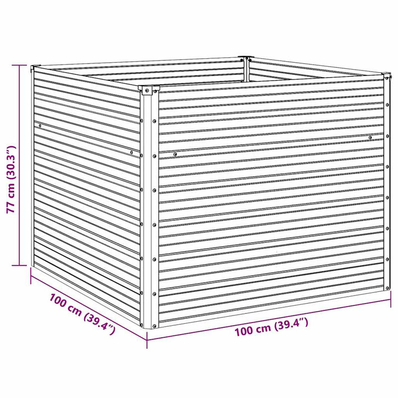 vidaXL Raised Garden Bed Anthracite 100x100x77 cm Galvanised Steel