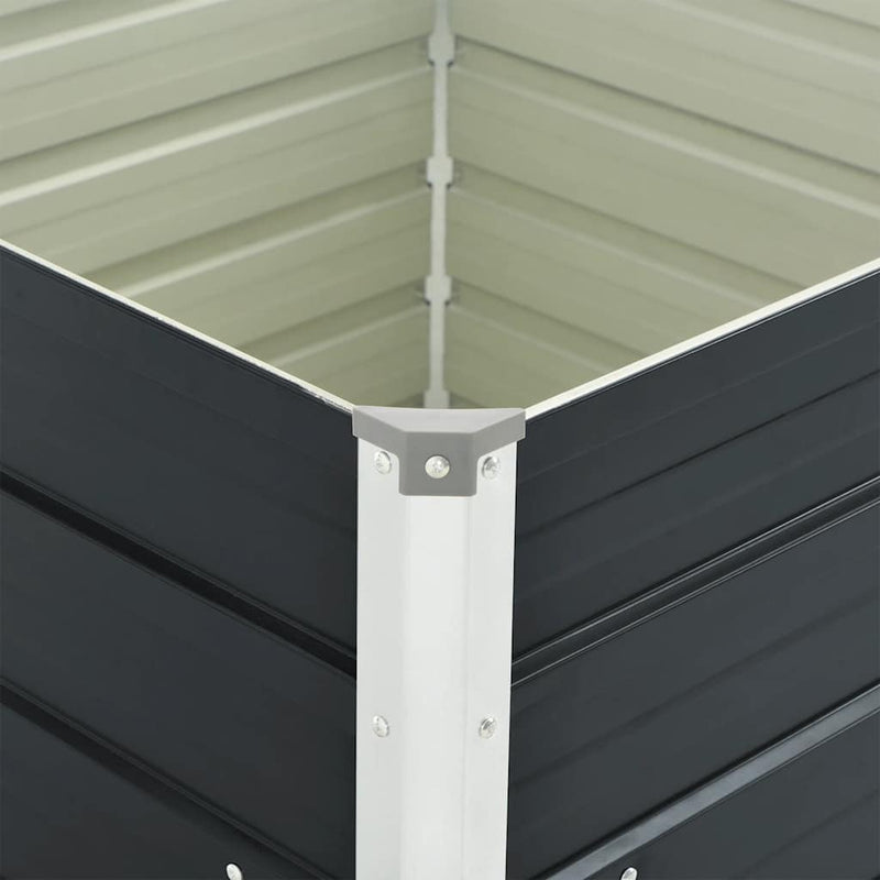 vidaXL Raised Garden Bed Anthracite 100x100x77 cm Galvanised Steel