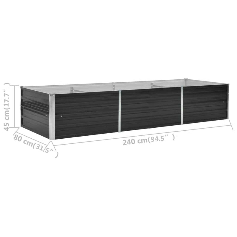 vidaXL Garden Raised Bed Anthracite 240x80x45 cm Galvanised Steel