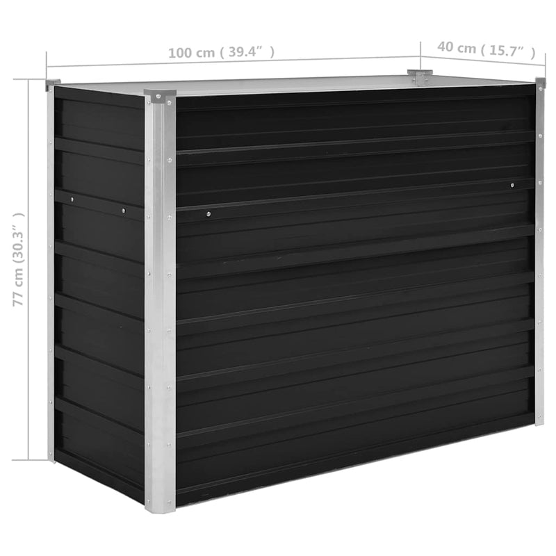 vidaXL Garden Raised Bed Anthracite 100x40x77 cm Galvanised Steel