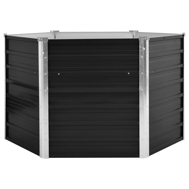 vidaXL Garden Raised Bed Anthracite 129x129x77 cm Galvanised Steel