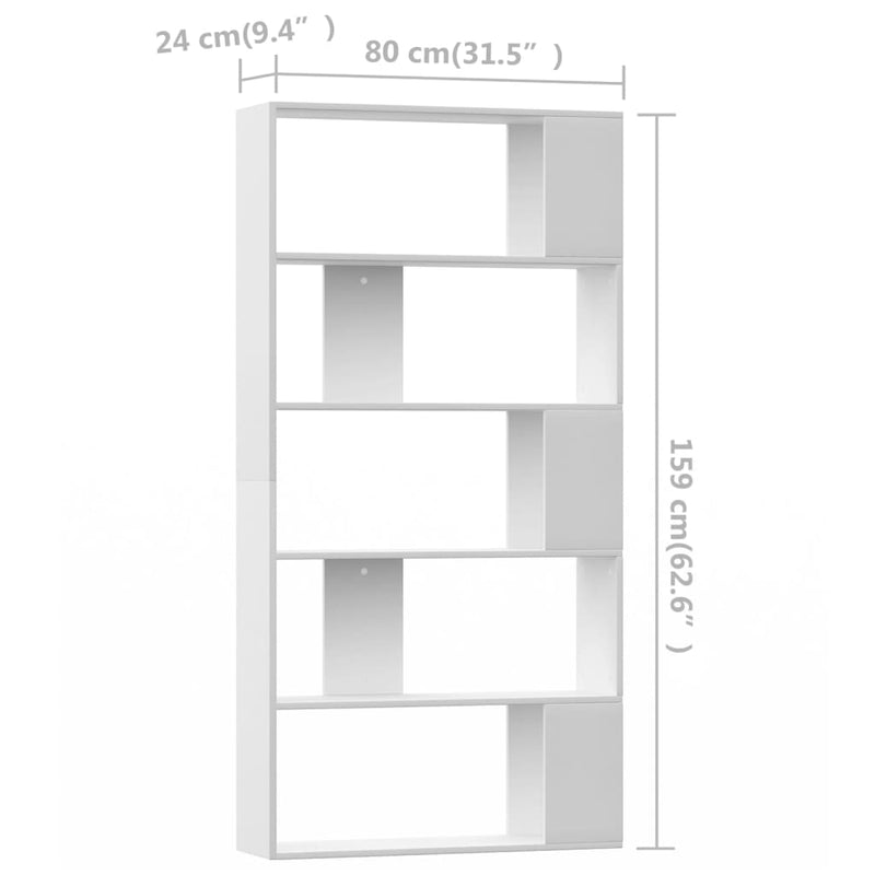 vidaXL Book Cabinet/Room Divider White 80x24x159 cm Engineered Wood