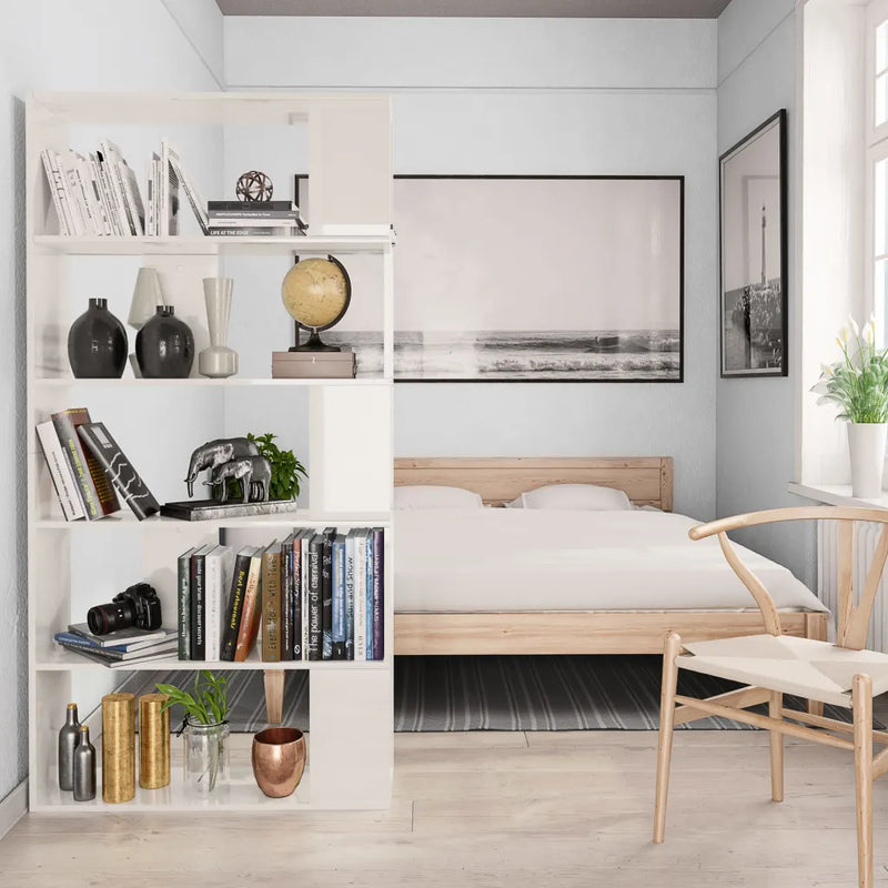 Book Cabinet/Room Divider High Gloss White 80x24x159 cm