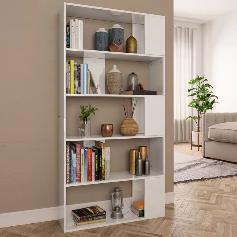 Book Cabinet/Room Divider High Gloss White 80x24x159 cm