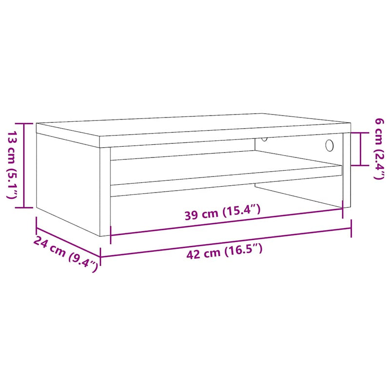 vidaXL Monitor Stand Sonoma Oak 42x24x13 cm Engineered Wood
