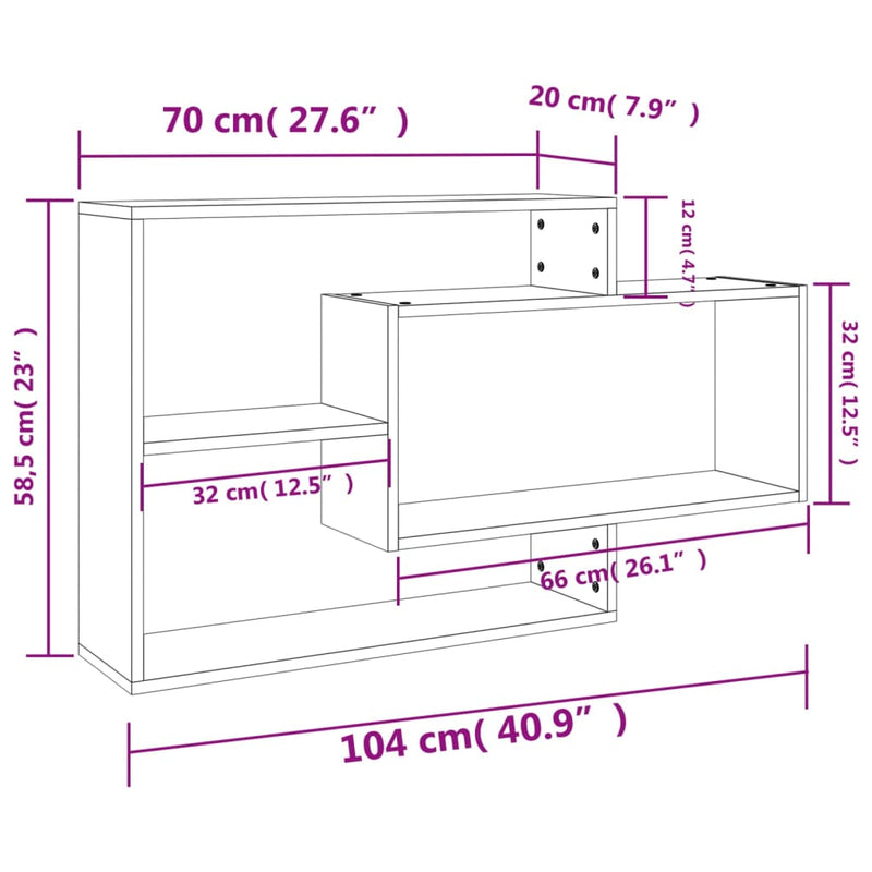 vidaXL Wall Shelves Sonoma Oak 104x20x58.5 cm Engineered Wood