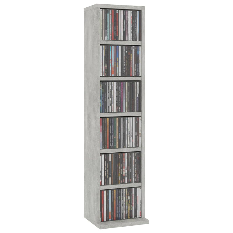 vidaXL CD Cabinet Concrete Grey 21x20x88 cm Engineered Wood