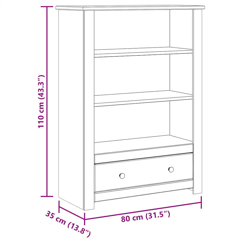 Bookcase 80x35x110 cm Solid Pine Wood Panama Range