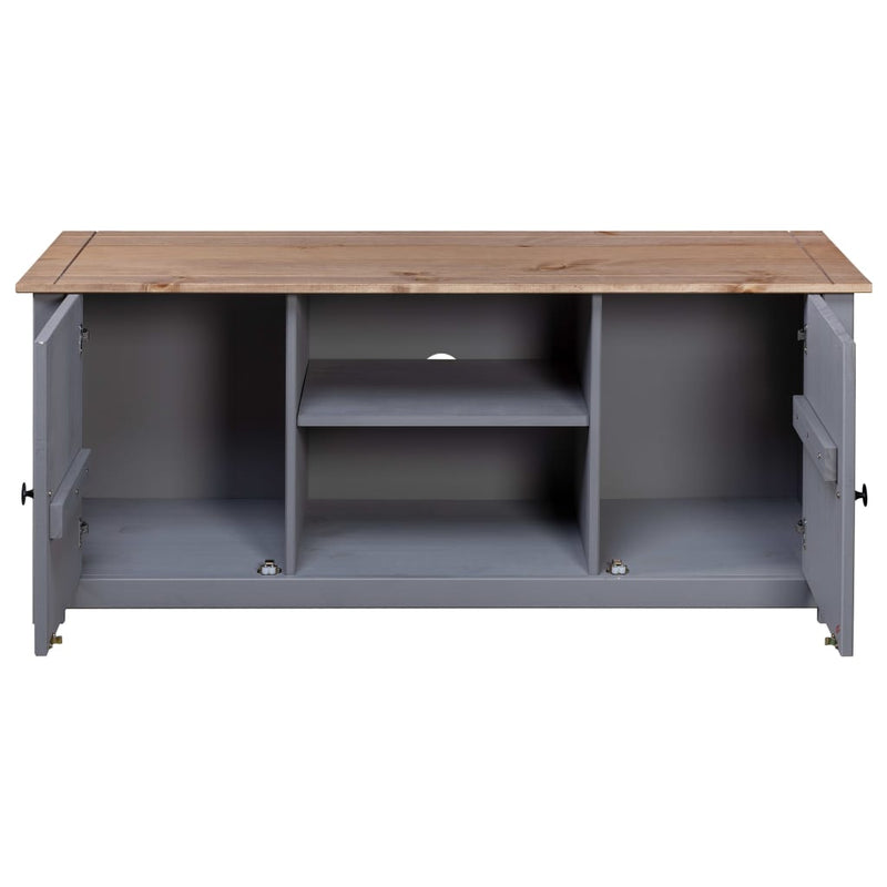 vidaXL TV Cabinet Grey 120x40x50 cm Solid Pine Wood Panama Range