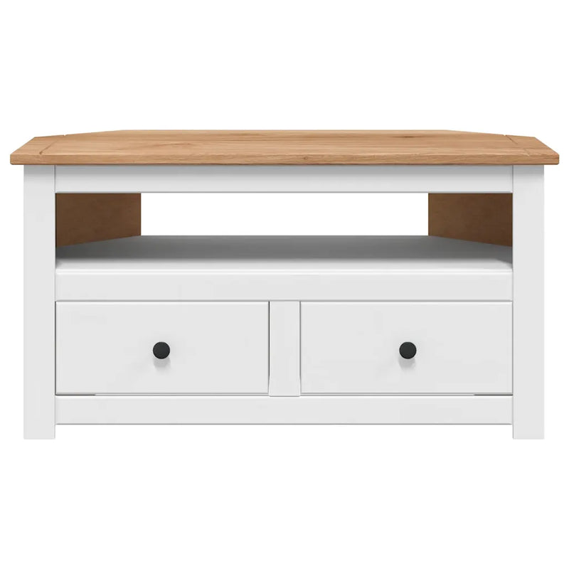 Corner TV Cabinet White 93x49x49 cm Solid Pine Panama Range