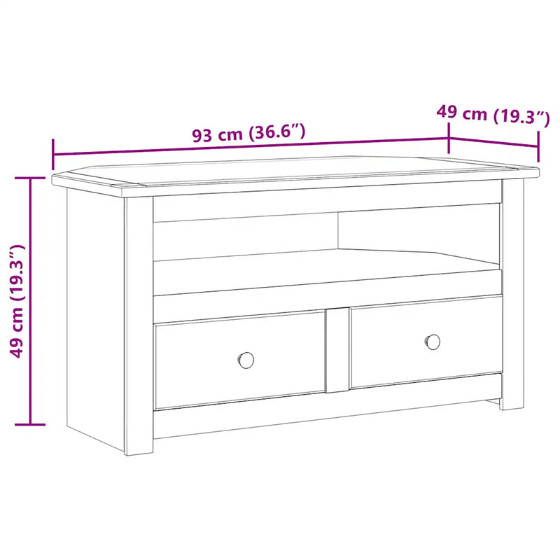 Corner TV Cabinet White 93x49x49 cm Solid Pine Panama Range