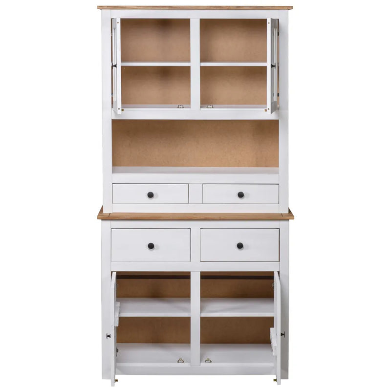 Highboard White 93x40.5x180 cm Solid Pinewood Panama Range