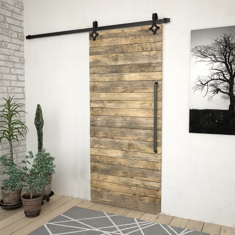 vidaXL Sliding Door SKIEN Hardware Kit 200 cm Steel Black