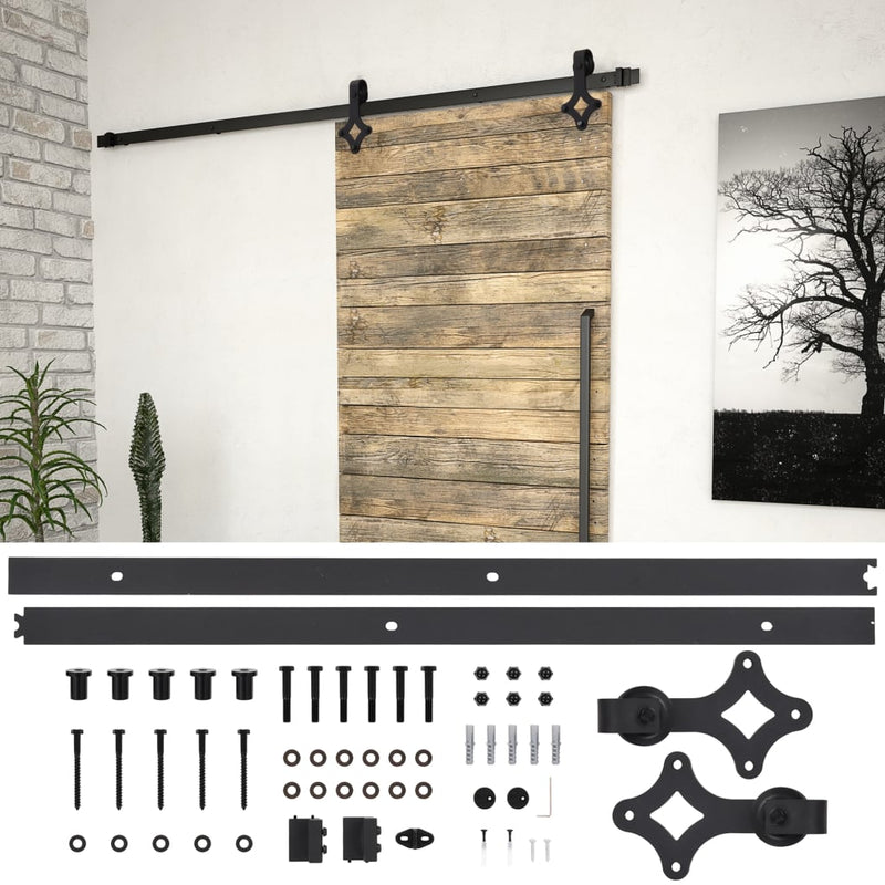 vidaXL Sliding Door SKIEN Hardware Kit 200 cm Steel Black