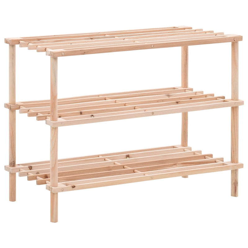 3-Tier Shoe Rack Solid Fir Wood