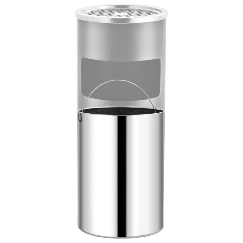 vidaXL Ashtray Dustbin Hotel 30 L Steel Grey