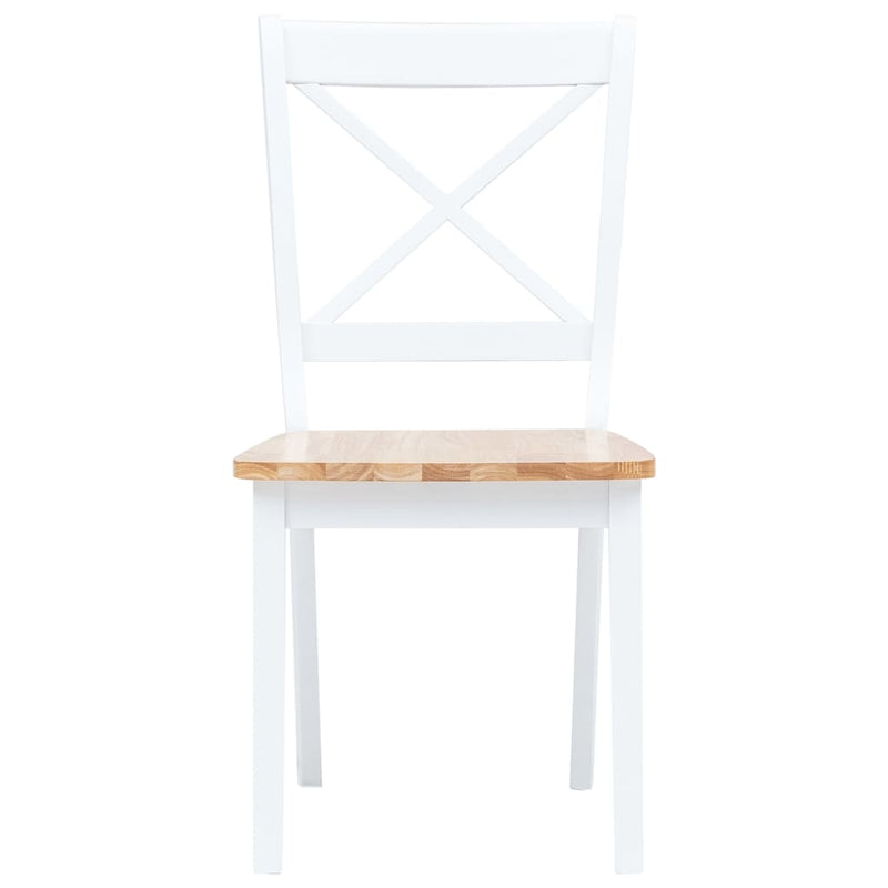 vidaXL Dining Chairs 6 pcs White and Light Wood Solid Rubber Wood