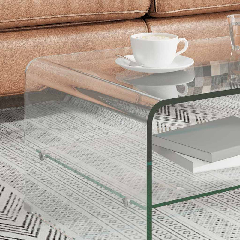 vidaXL Coffee Table Clear 98x45x31 cm Tempered Glass