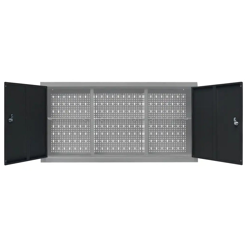 Wall Mounted Tool Cabinet Industrial Style Metal Grey and Black
