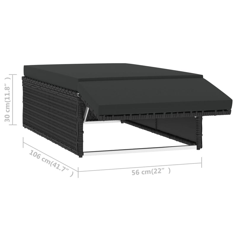 vidaXL 2 Piece Garden Lounge Set with Cushions Poly Rattan Black