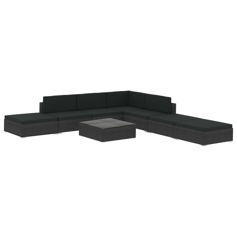 vidaXL 8 Piece Garden Lounge Set with Cushions Poly Rattan Black
