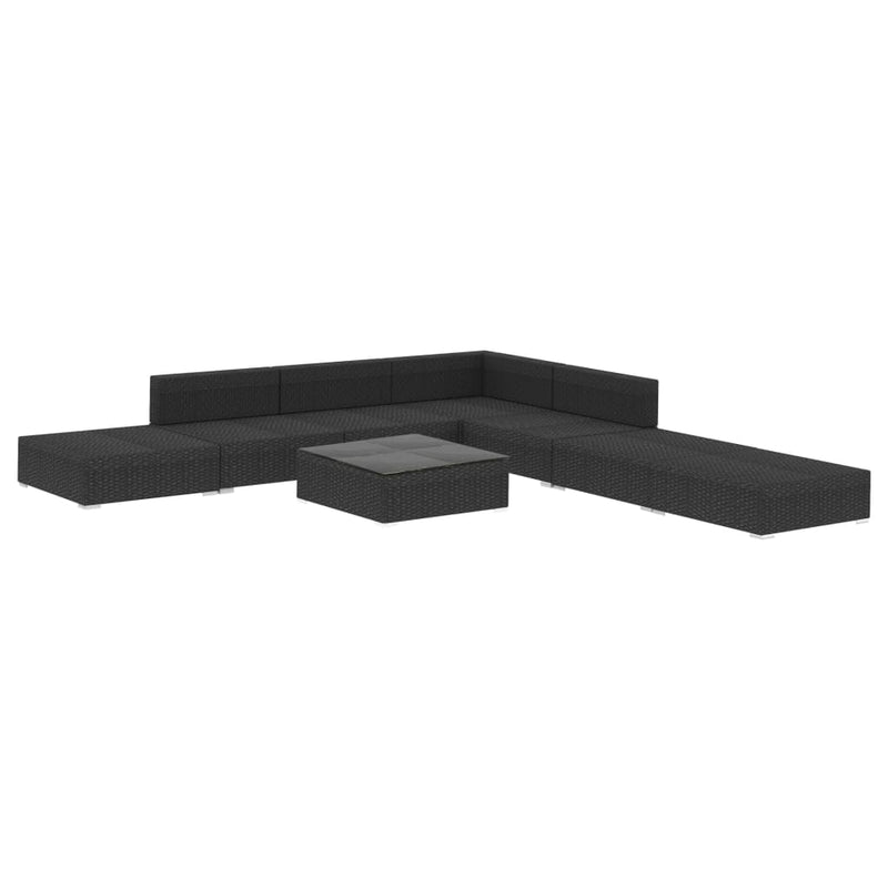 vidaXL 8 Piece Garden Lounge Set with Cushions Poly Rattan Black