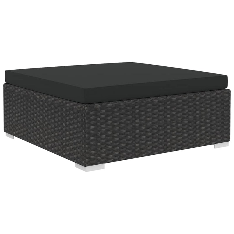 vidaXL 8 Piece Garden Lounge Set with Cushions Poly Rattan Black