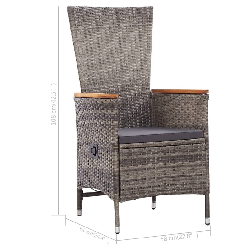 vidaXL Outdoor Chairs 2 pcs with Cushions Poly Rattan Grey