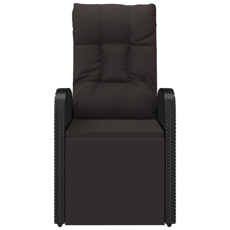 Reclining Garden Chair with Cushion Poly Rattan Black