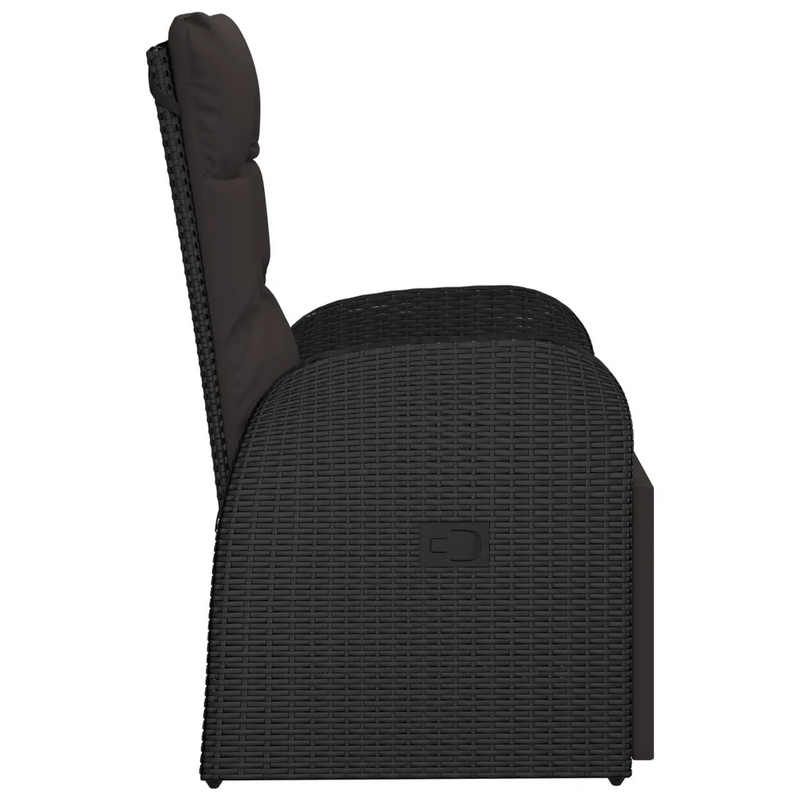 Reclining Garden Chair with Cushion Poly Rattan Black