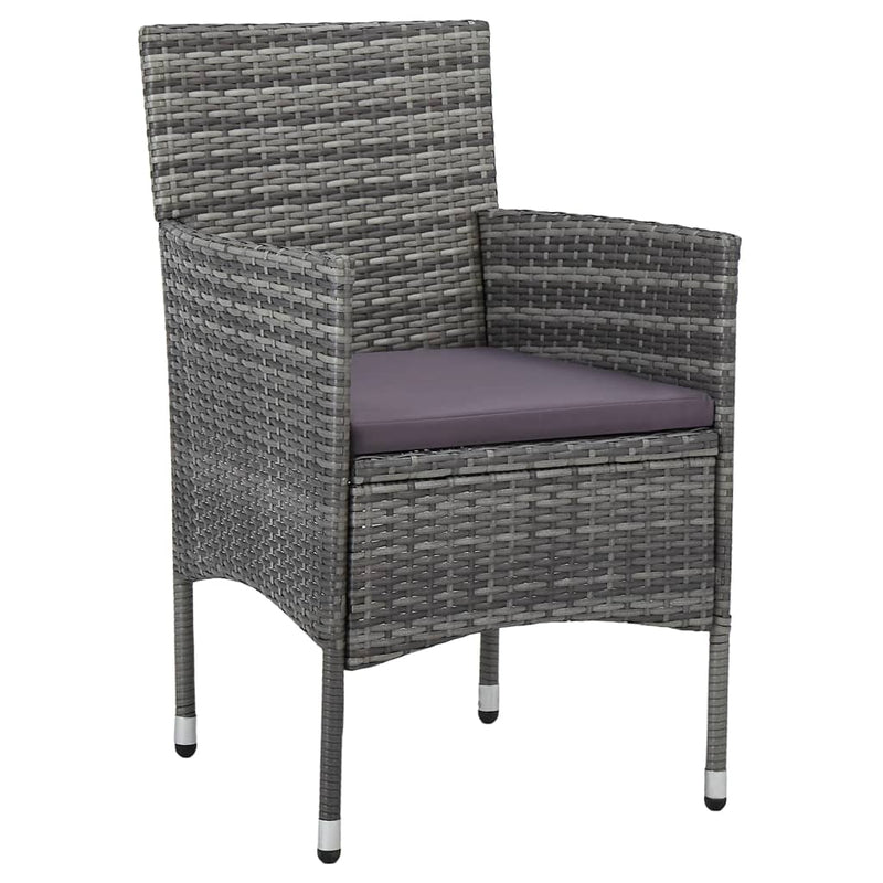 vidaXL Garden Dining Chairs 2 pcs Poly Rattan Grey