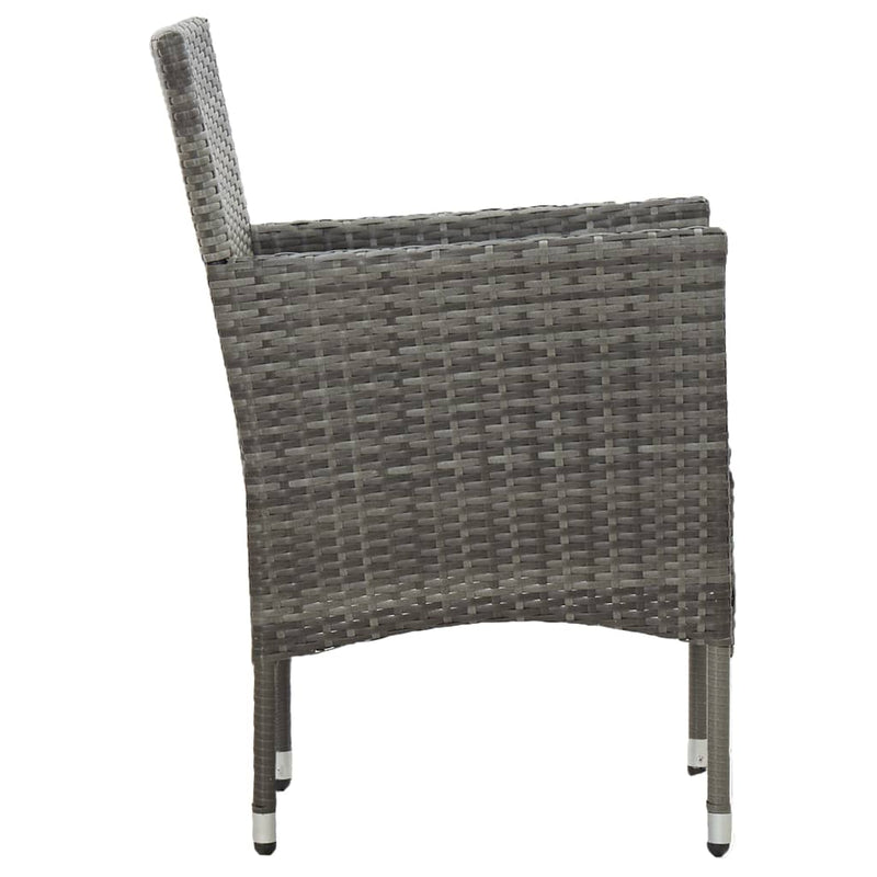 vidaXL Garden Dining Chairs 2 pcs Poly Rattan Grey