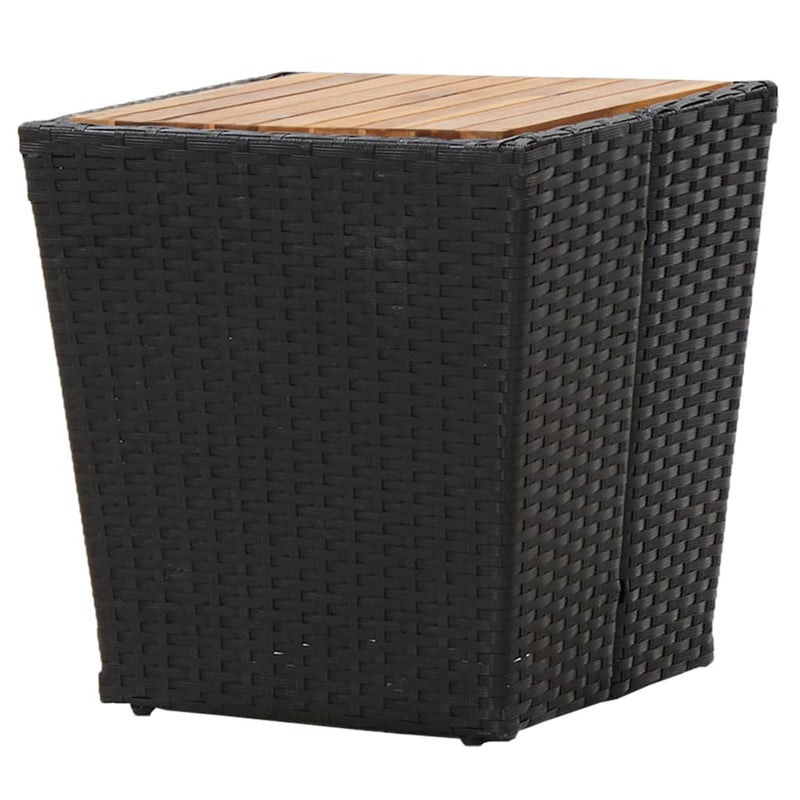 vidaXL Tea Table Black 41.5x41.5x43 cm Poly Rattan and Solid Acacia Wood