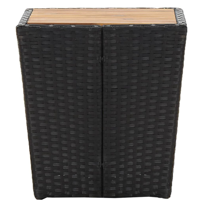vidaXL Tea Table Black 41.5x41.5x43 cm Poly Rattan and Solid Acacia Wood