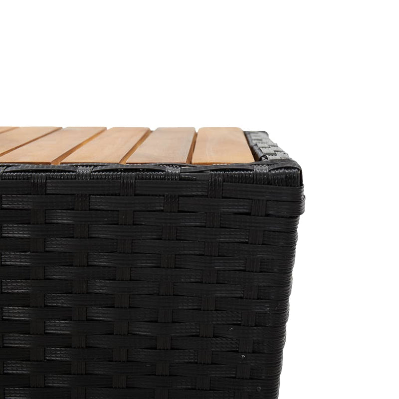 vidaXL Tea Table Black 41.5x41.5x43 cm Poly Rattan and Solid Acacia Wood