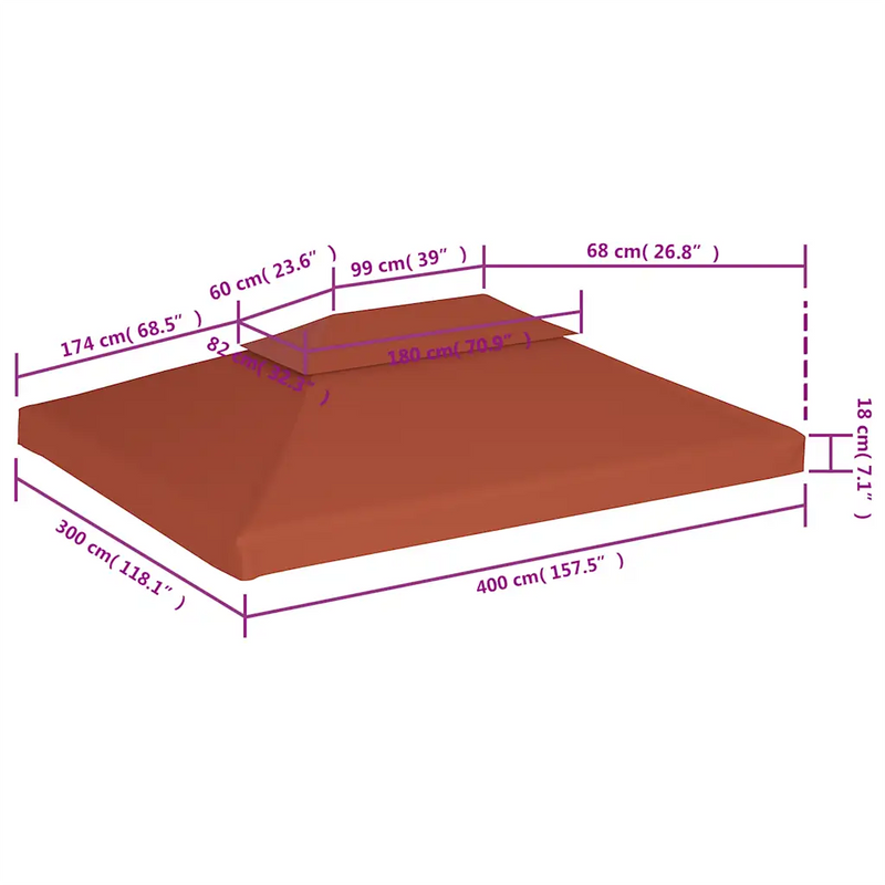 2-Tier Gazebo Top Cover 310 g/m�� 4x3 m Terracotta