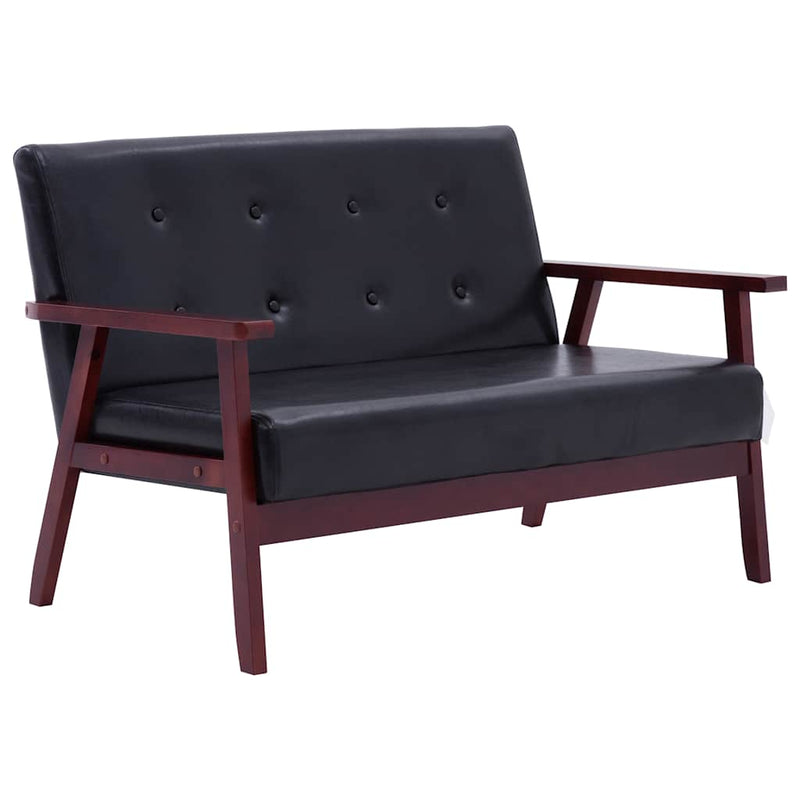 vidaXL Sofa Set 2 Piece Black Faux Leather