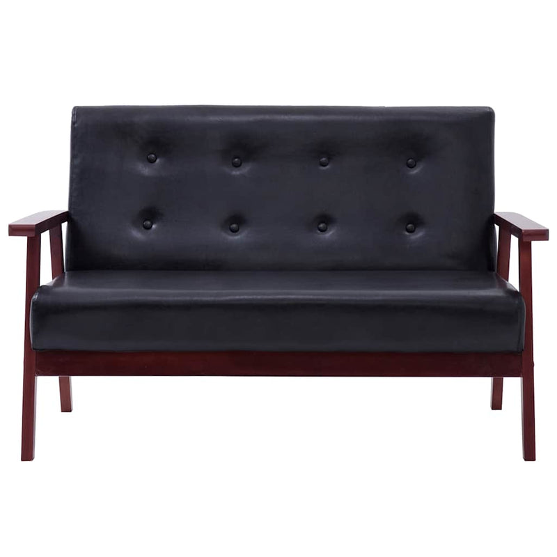 vidaXL Sofa Set 2 Piece Black Faux Leather