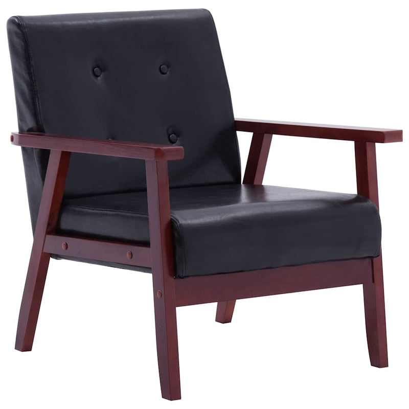 vidaXL Sofa Set 2 Piece Black Faux Leather