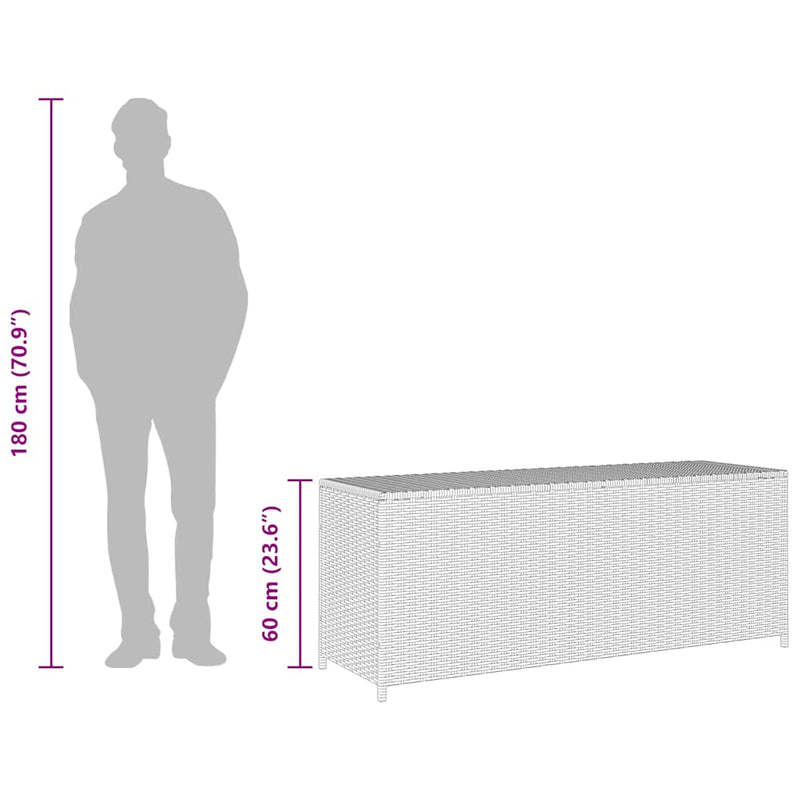 vidaXL Garden Storage Box Grey 150x50x60 cm Poly Rattan