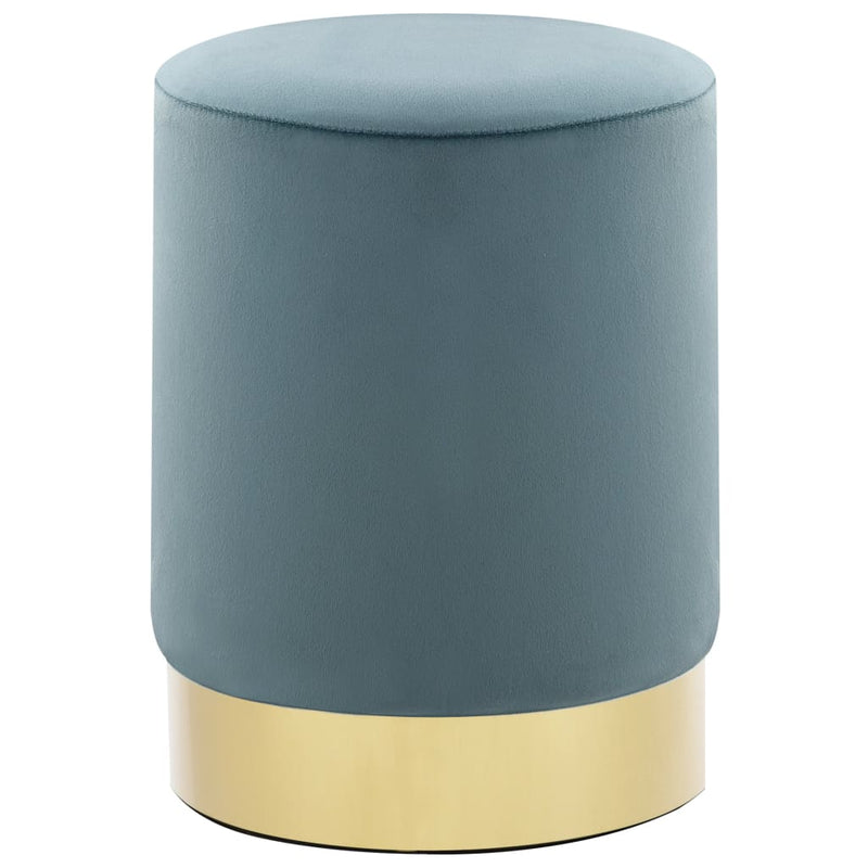 Stool Light Blue and Gold Velvet