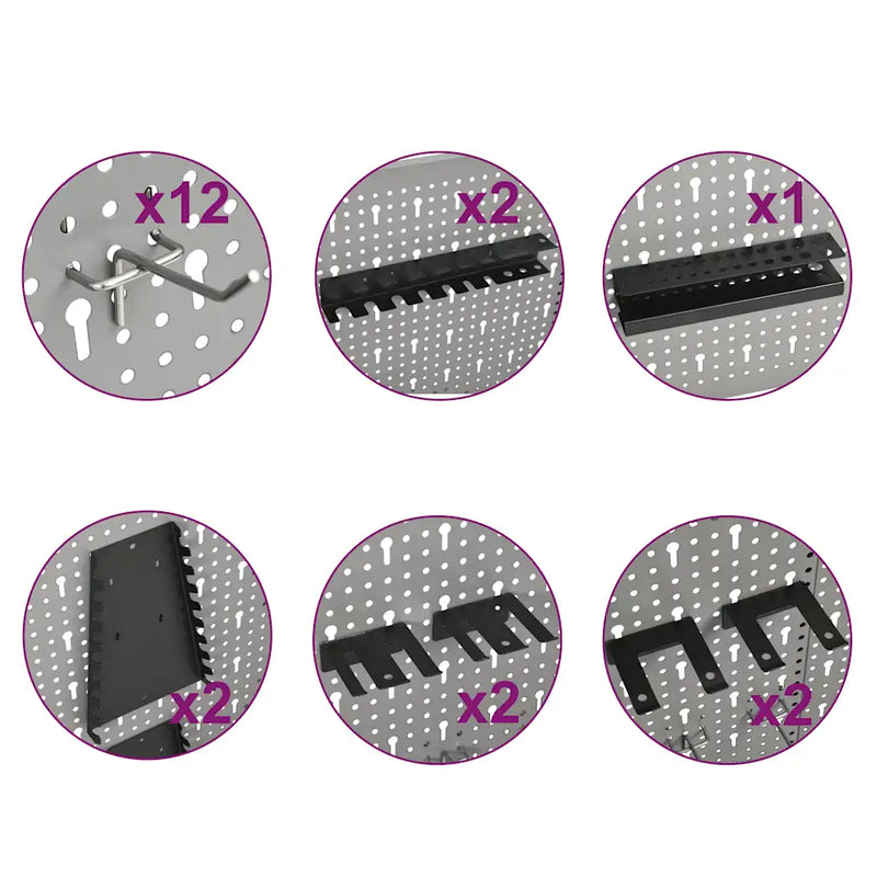 Wall-mounted Peg Boards 4 pcs 40x58 cm Steel