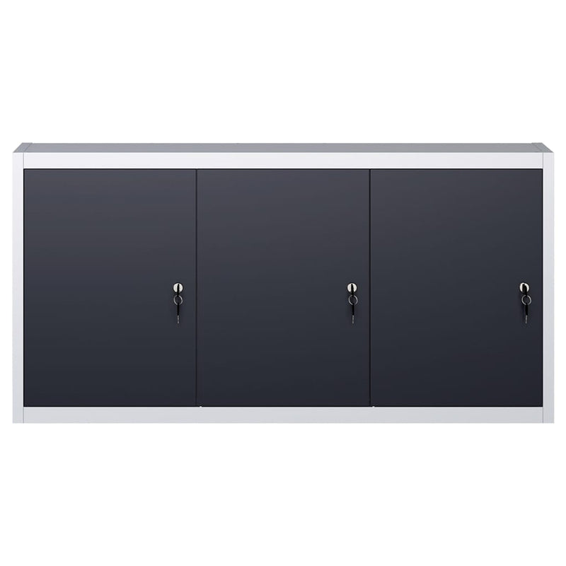vidaXL Wall Mounted Tool Cabinet Industrial Style Metal Grey and Black