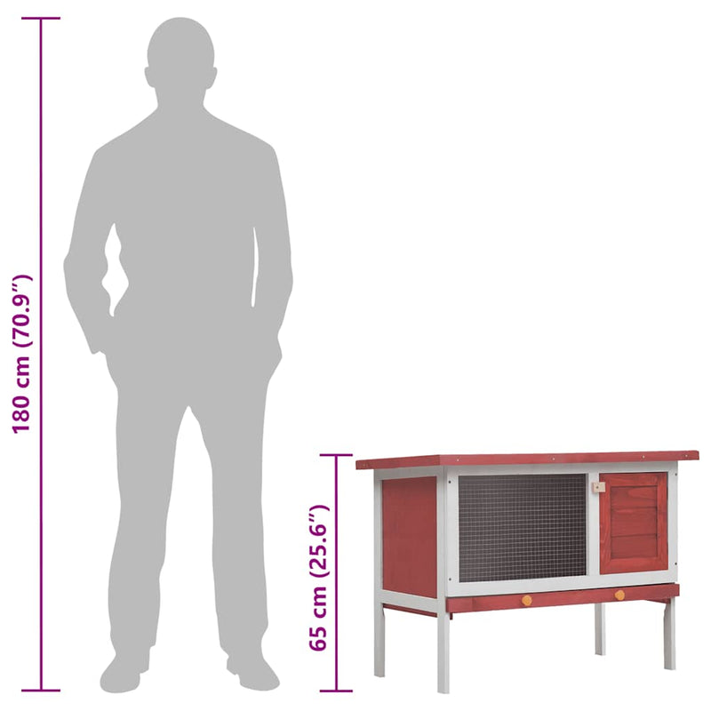 vidaXL Outdoor Rabbit Hutch 1 Layer Red Wood