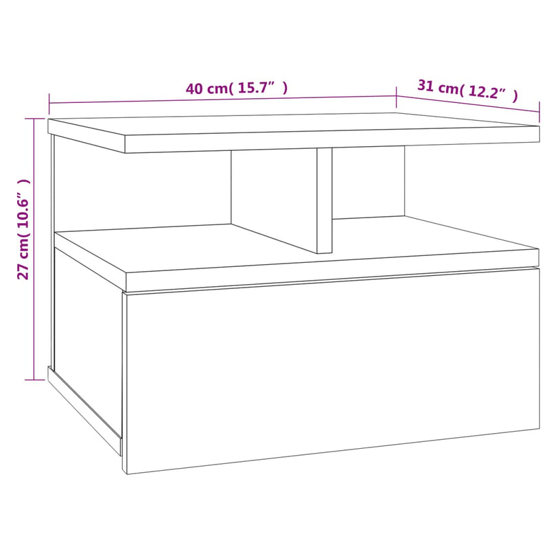 vidaXL Floating Nightstands 2 pcs Concrete Grey 40x31x27 cm Engineered Wood