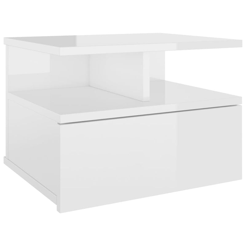 vidaXL Floating Nightstand High Gloss White 40x31x27 cm Engineered Wood