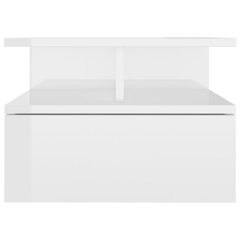 vidaXL Floating Nightstand High Gloss White 40x31x27 cm Engineered Wood